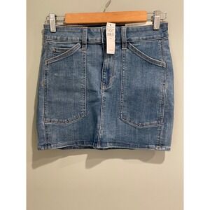 American Eagle Hi-Rise Mini‎ Denim Skirt Light Wash Stretch Pockets Size 4 NWT